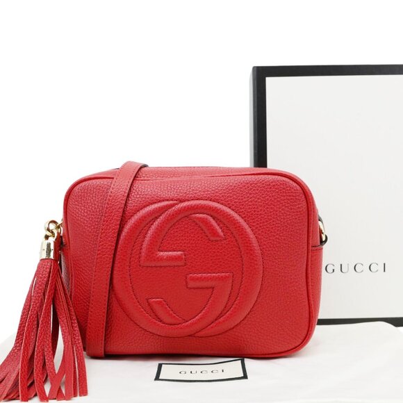 Gucci  Soho Disco Camera Leather Crossbody Bag Red 308364 - Picture 3 of 14
